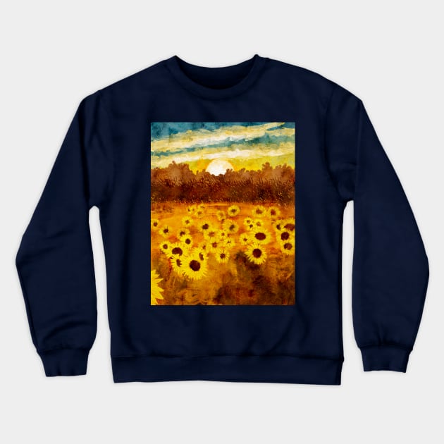 Sunflower Fields Crewneck Sweatshirt by BurningChair